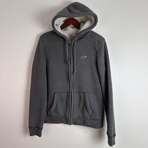 Grunge Y2K Hollister Sherpa fur lined jacket Full Zip Size Small‎ Skater